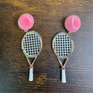 BaubleBar Tennis Racket and Pink Ball Earrings Backspin Barbiecore Cute